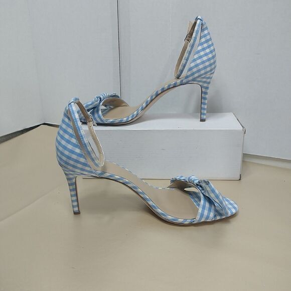 Ann Taylor Woman's SZ 11M Blue White Kingsley Gingham Bow Sandals. - Picture 2 of 11